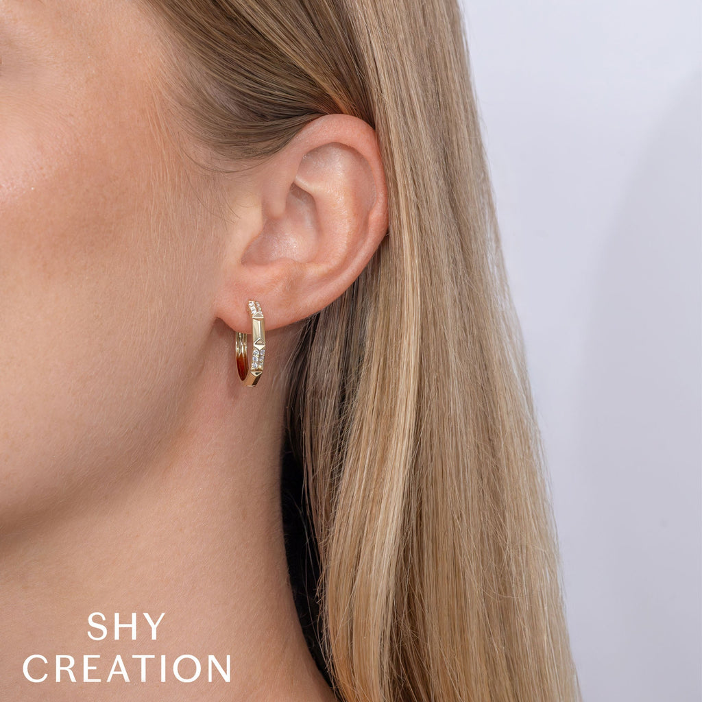 0.24CT 14K Y/G DIAMOND GEO CUT HOOP EARRING