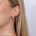 0.24CT 14K Y/G DIAMOND GEO CUT HOOP EARRING