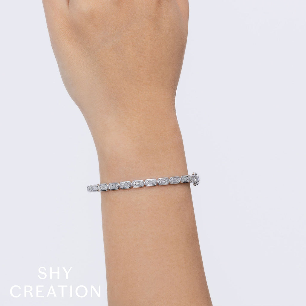 0.65CT 14K Y/G DIAMOND BAGUETTE BANGLE