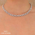 6.77CT 14K W/G DIAMOND LINK NECKLACE