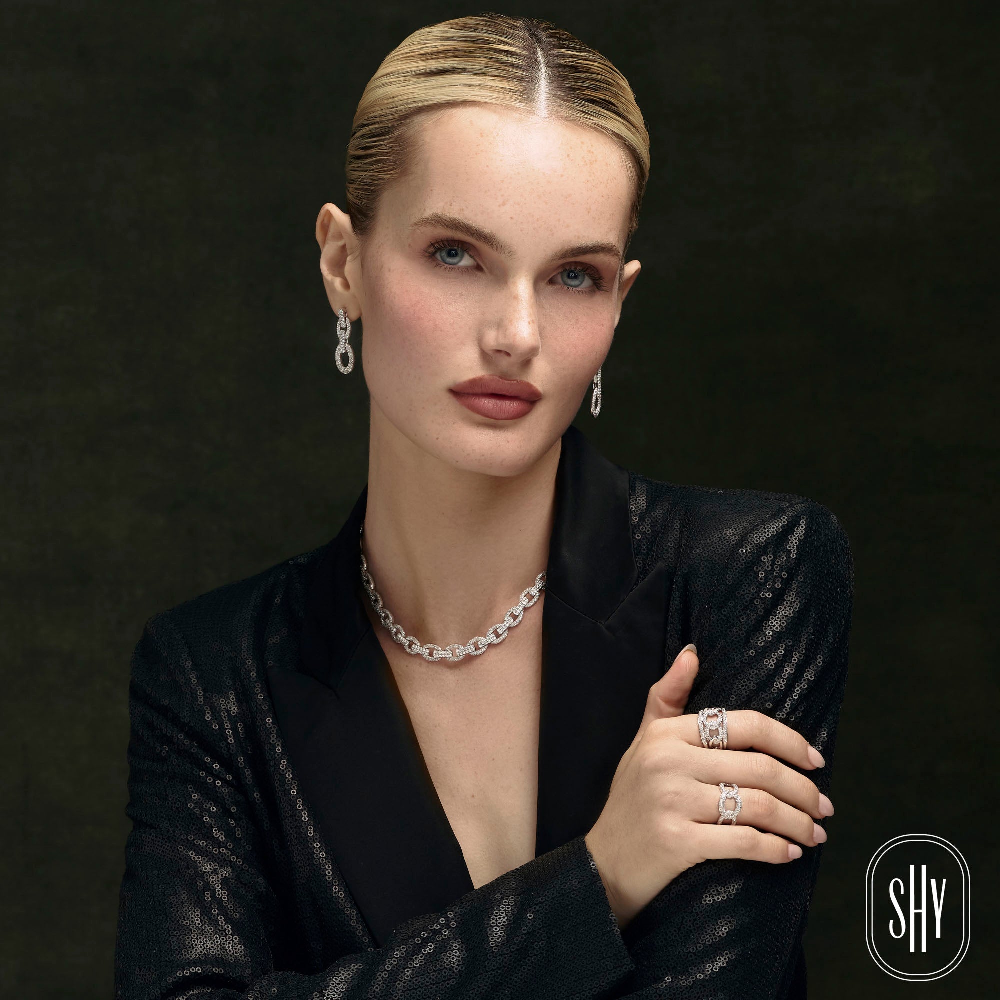6.77CT 14K W/G DIAMOND LINK NECKLACE