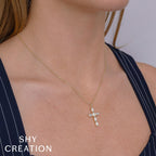 0.30CT 14K Y/G DIAMOND BAGUETTE CROSS NECKLACE
