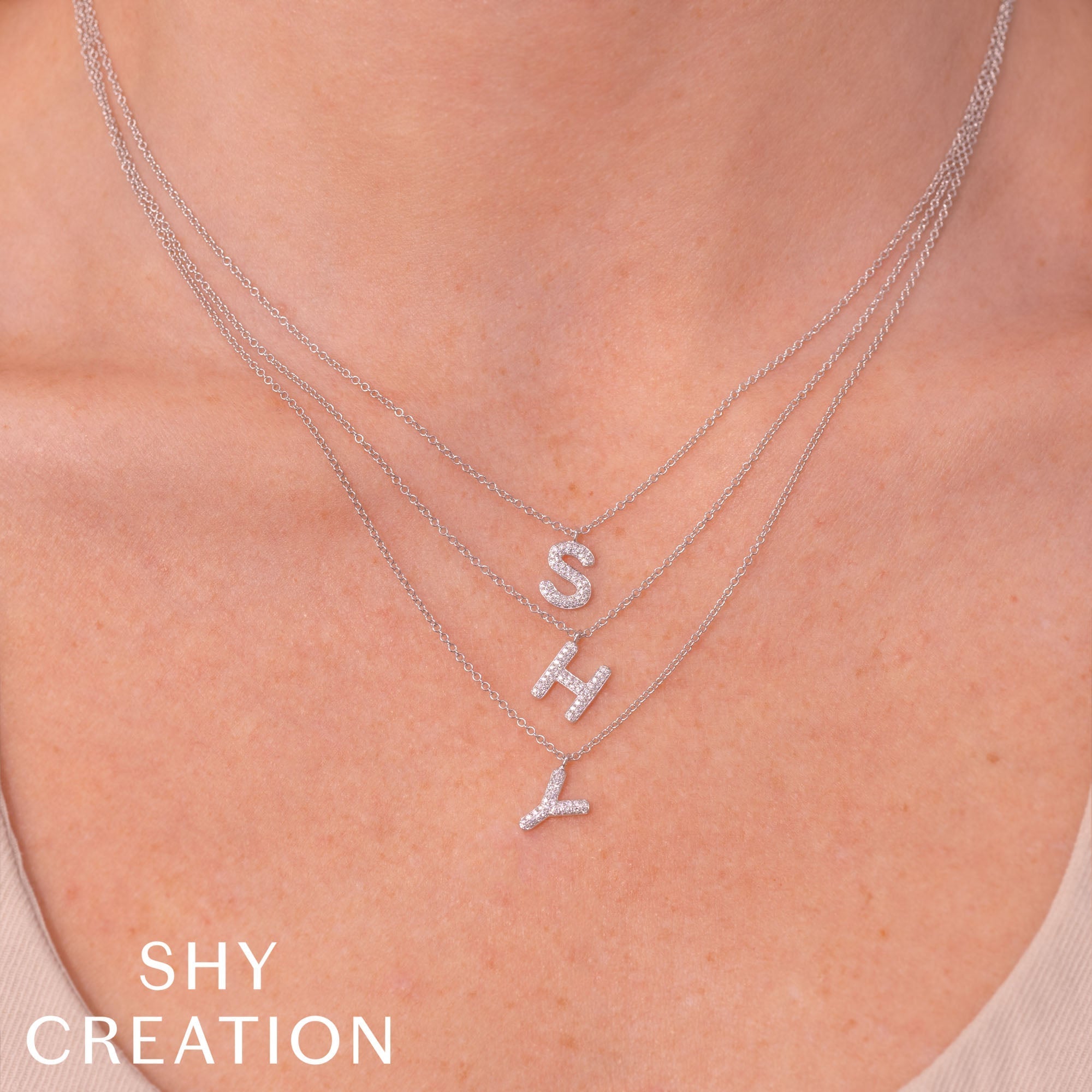 0.10CT 14K Y/G DIAMOND PAVE NECKLACE - INITIAL D