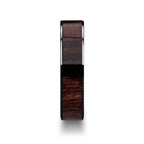 KENDO Black Ceramic Polished Finish Ring with Black Walnut Wood Inlay - 6mm - 10mm