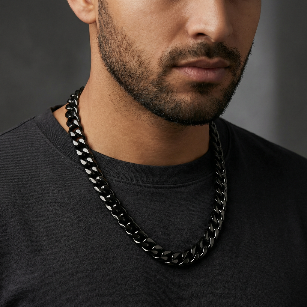 Black Stainless Steel 14mm Chain - 22 Inch