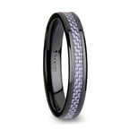 LILAC Beveled Black Ceramic Ring with Purple Carbon Fiber Inlay - 4mm & 6mm - Thorsten Rings