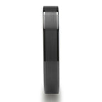 OLIVIA Women's Flat Black Ceramic Ring with Brushed Center & Polished Edges - 4mm
