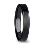 OLIVIA Women's Flat Black Ceramic Ring with Brushed Center & Polished Edges - 4mm - Thorsten Rings