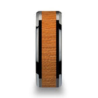 IOWA Black Ceramic Wedding Ring with Polished Bevels and Black Cherry Wood Inlay - 6mm - 10mm