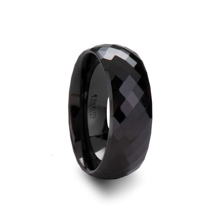 DRACO 288 Diamond Faceted Black Ceramic Ring - 2mm - 8mm - Thorsten Rings