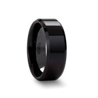 CITAR Polished Finish Black Ceramic Ring with Beveled Edges - 4mm - 12mm - Thorsten Rings