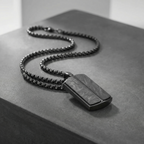 Stainless Steel Pendant with Carbon Fiber Inlay and 22 Inch Matching Chain
