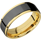 14K Yellow Gold with Polish , Polish Finish and Zirconium Inlay