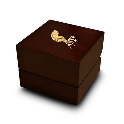Ammonite Engraved Chocolate Dark Wood Personalized Wooden Wedding Ring Box