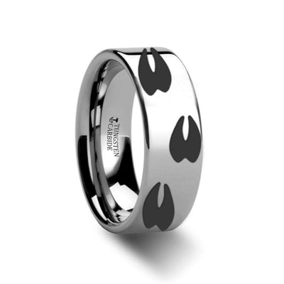 TALLGRASS Animal Track Deer Print Engraved Flat Tungsten Ring - 4mm - 12mm