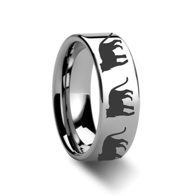 Animal Tiger Print Engraved Flat Tungsten Ring - 4mm - 12mm