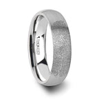 Fingerprint Engraved Domed Tungsten Brushed Ring- Perseus - 4mm - 12mm