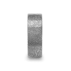 Fingerprint Engraved Flat Pipe Cut Tungsten Brushed Ring - Mercury - 4mm - 12mm