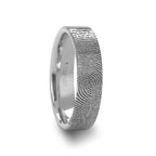 Fingerprint Engraved Flat Pipe Cut Tungsten Brushed Ring - Mercury - 4mm - 12mm