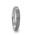 Fingerprint Engraved Flat Pipe Cut Tungsten Brushed Ring - Mercury - 4mm - 12mm