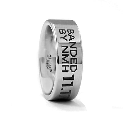 Duck Band Engraved Flat Tungsten Ring Polished - 4mm - 12mm