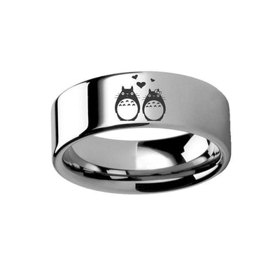 My Neighbor Totoro Couple Love Tungsten Engraved Ring - 4mm - 12mm
