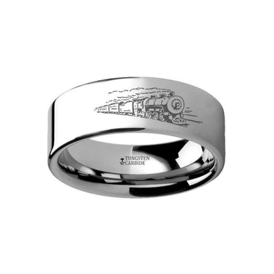 Train Conductor Railroad Landscape Engraved Flat Tungsten Ring - 4mm - 12mm