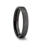 Fingerprint Engraved Flat Pipe Cut Black Tungsten Ring Brushed - San Antonio - 4mm - 12mm - Thorsten Rings