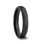 Fingerprint Engraved Domed Black Tungsten Ring with Brushed Finish - Raider - 4mm - 12mm