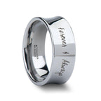 Handwritten Engraved Concave Tungsten Ring Polished - 4mm - 8mm - Thorsten Rings