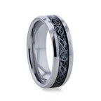 SEPTARIAN Tungsten Carbide ring with beveled edges and Metal Swirl Dragon Inlay Thorsten - 8mm - Thorsten Rings