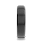 ORION Flat Black Tungsten Ring with Brushed Raised Center & Polished Step Edges - 6mm - 8mm