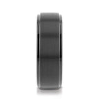 ORION Flat Black Tungsten Ring with Brushed Raised Center & Polished Step Edges - 6mm - 8mm