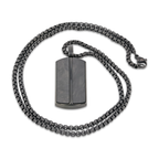 Stainless Steel Pendant with Carbon Fiber Inlay and 22 Inch Matching Chain
