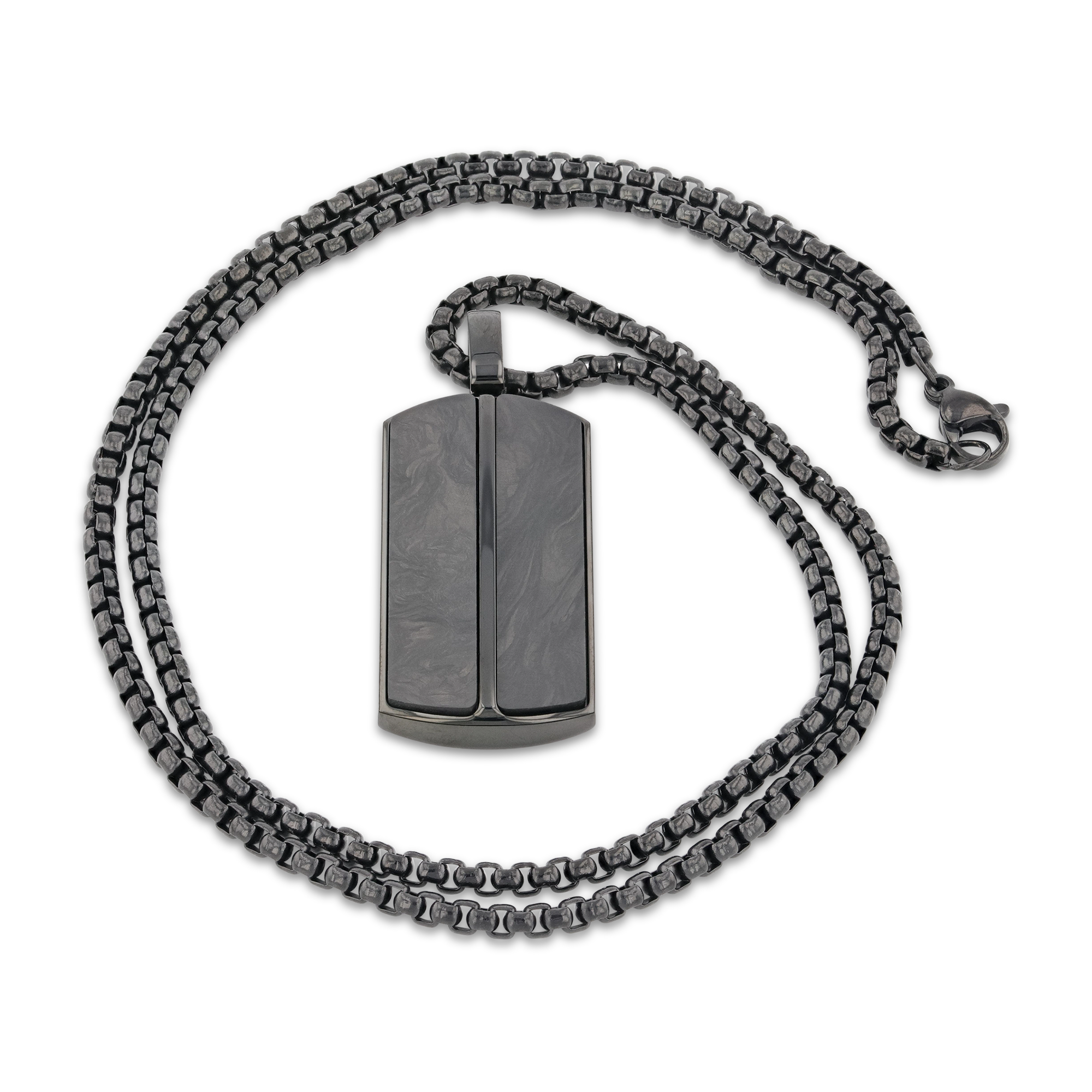 Stainless Steel Pendant with Carbon Fiber Inlay and 22 Inch Matching Chain