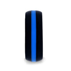ZOLAN Matte Black Men's Silicone Ring With Vibrant Blue Colored Inlay - 8mm
