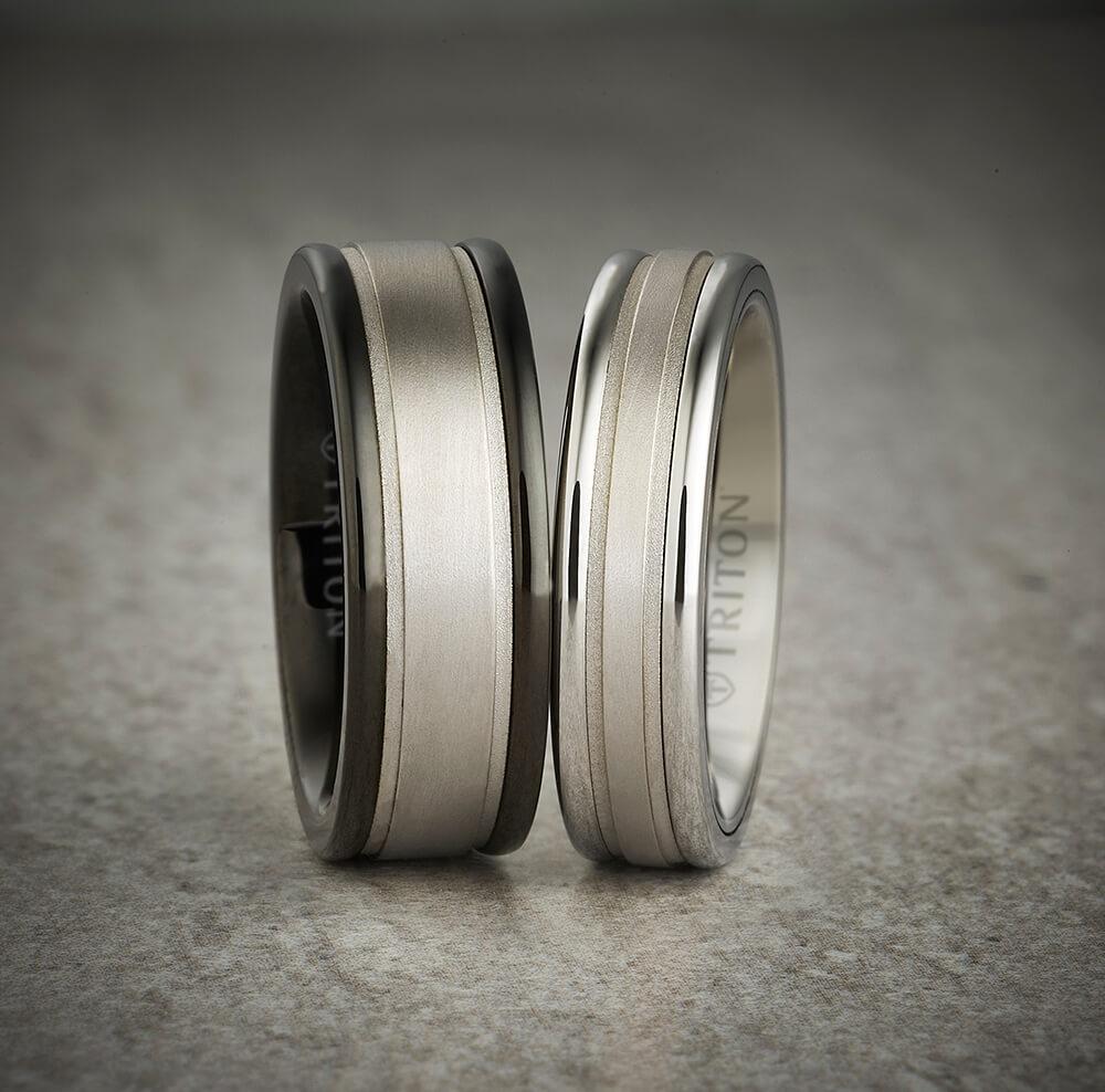 Triton Tungsten Carbide and 14K Gold Wedding Band Ring