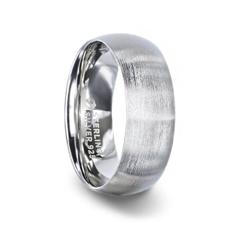 EMPEROR Silver Brushed Finish Domed Wedding Band - 4mm & 8mm - Thorsten Rings
