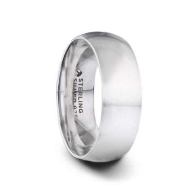VIVID Silver Polished Finish Domed Wedding Band - 4mm & 8mm
