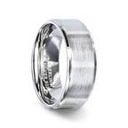 CASSIE Silver Brushed Center Flat Style Women's Wedding Band With Beveled Edges - 4mm - Thorsten Rings