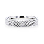 NOBLE Silver Cross-Hatched Finish Flat Style Wedding Band - 4mm & 8mm