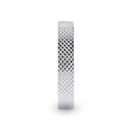 NOBLE Silver Cross-Hatched Finish Flat Style Wedding Band - 4mm & 8mm