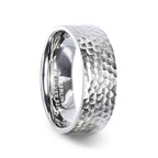 SYLVIANIA Silver Hammered Finish Flat Style Women's Wedding Band - 4mm - Thorsten Rings