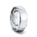 LUCY Silver Polished Finish Flat Center Women's Wedding Band With Beveled Edges - 4mm