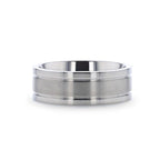 MAGNUM Flat Polished Edge Titanium Band with Offset Grooves and Satin Center - 8mm