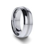 NELSON Domed Titanium Ring with Brushed Stripe - 8mm - Thorsten Rings
