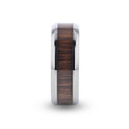 SCOTIA Beveled Titanium Ring with Black Walnut Wood Inlay - 8mm