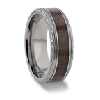 ROSENTRA Rosewood Inlay with Intricate Beveled Edges Titanium Polished Wedding Ring - 8mm - Thorsten Rings