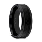 OXYN Black Titanium Polished Beveled Edges Black Carbon Fiber Inlaid Men’s Wedding Band - 6mm & 8mm - Thorsten Rings
