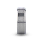 SHIRE Titanium Brushed Center Men’s Flat Wedding Ring with Polished Beveled Edges - 6mm & 8mm